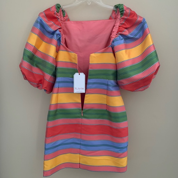 Antonio Melani The Nat Note -multicolor striped mini dress with puff sleeves 2 - Picture 9 of 15